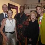 From left: MassArt President David Nelson, and his wife, Kimberly; fashion design faculty member and alumnus James Mason; Joan White, founder and director of the Paris Fashion Institute; and Alex Bossi, an alumnus of MassArt and the Paris Fashion Institute.